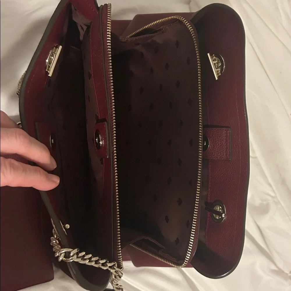 Kate Spade Burgundy Leather Chain-Handle Shoulder Bag